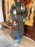Trench-coat maxi long col montant
