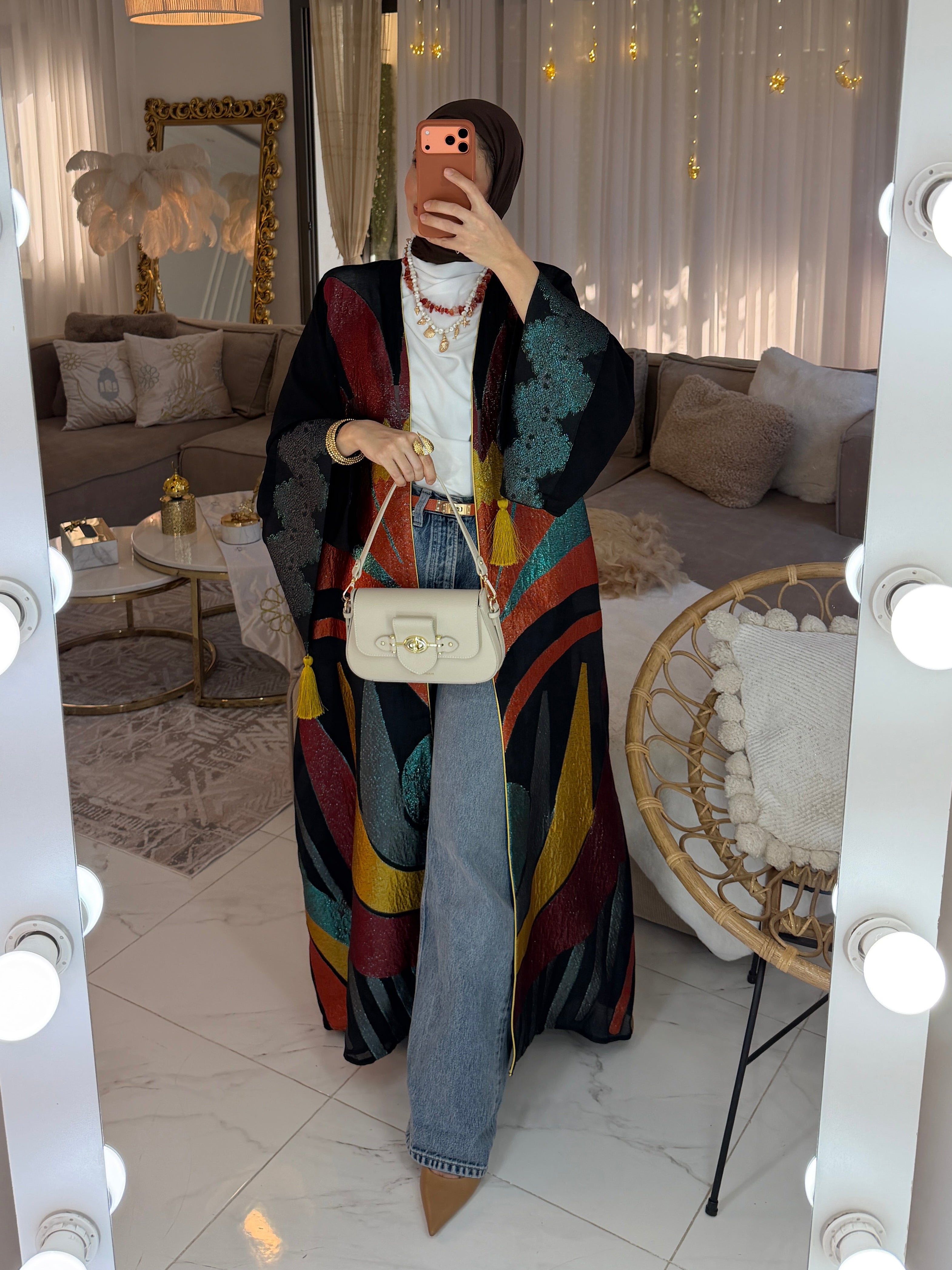 Abaya broderie jacquard luxury