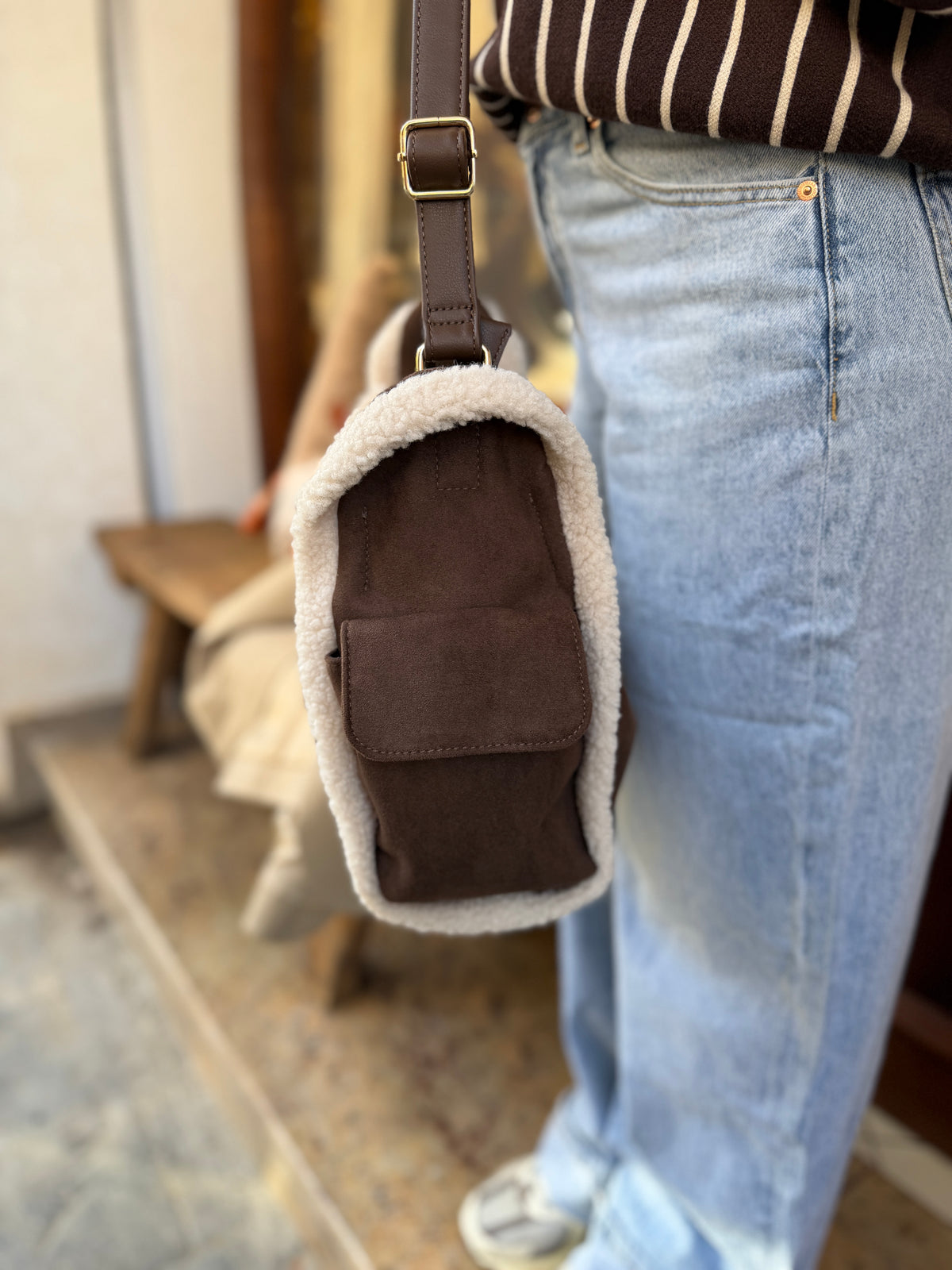 Sac shopper en daim avec lance