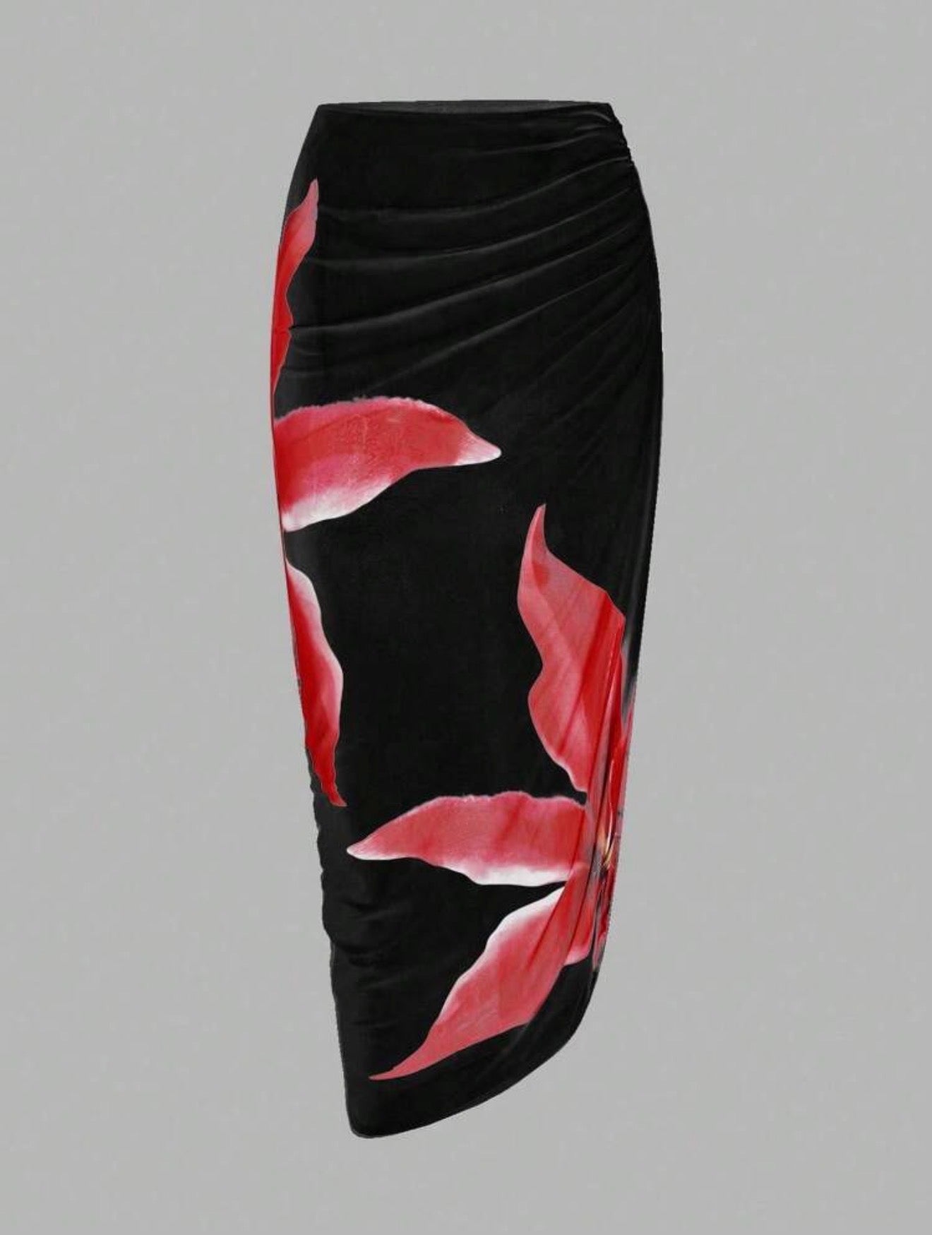 Maillot de Bain 1 pièce avec Paréo Orchidée Rouge