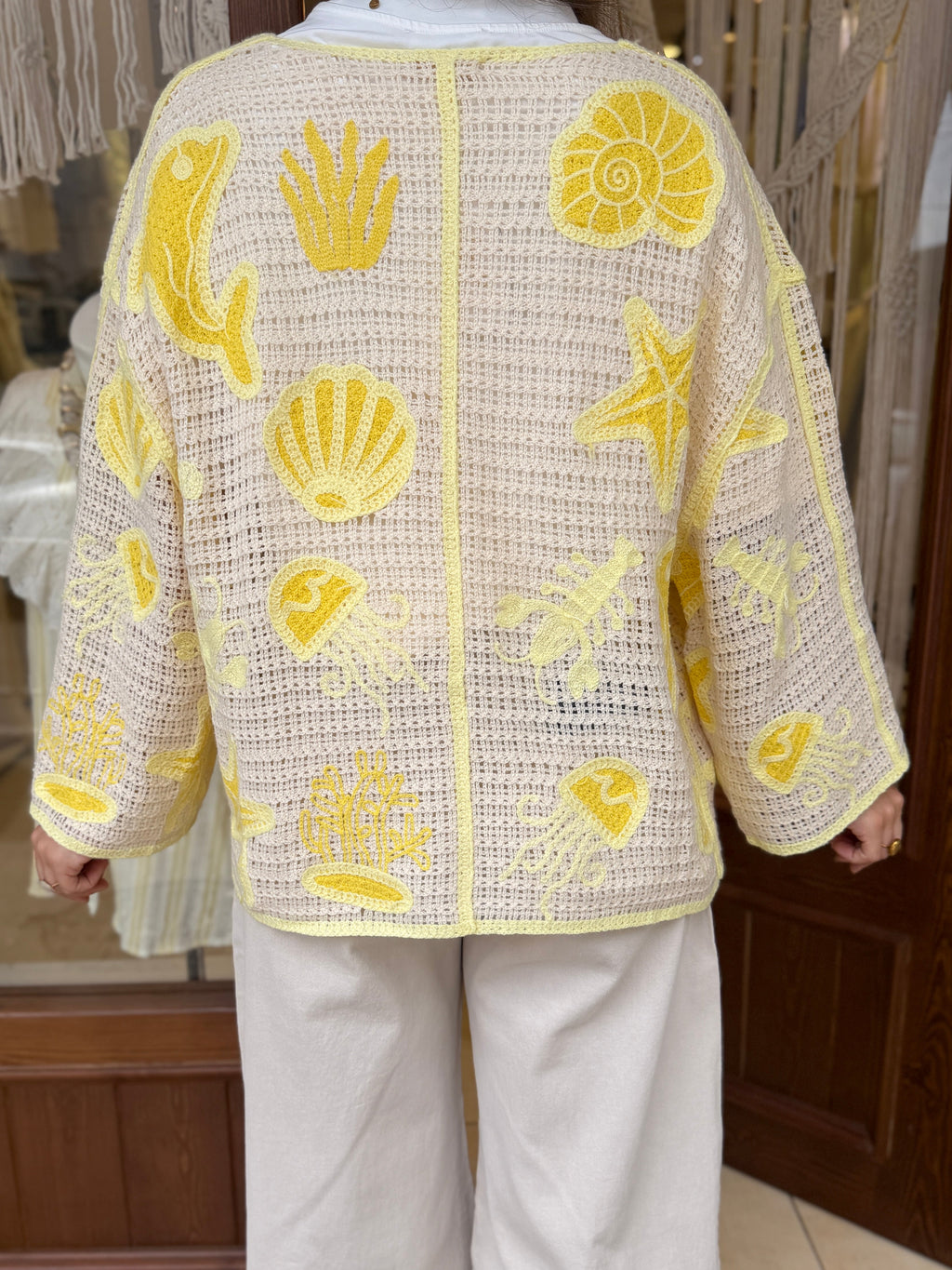 Gilet en Maille Broderie Marin