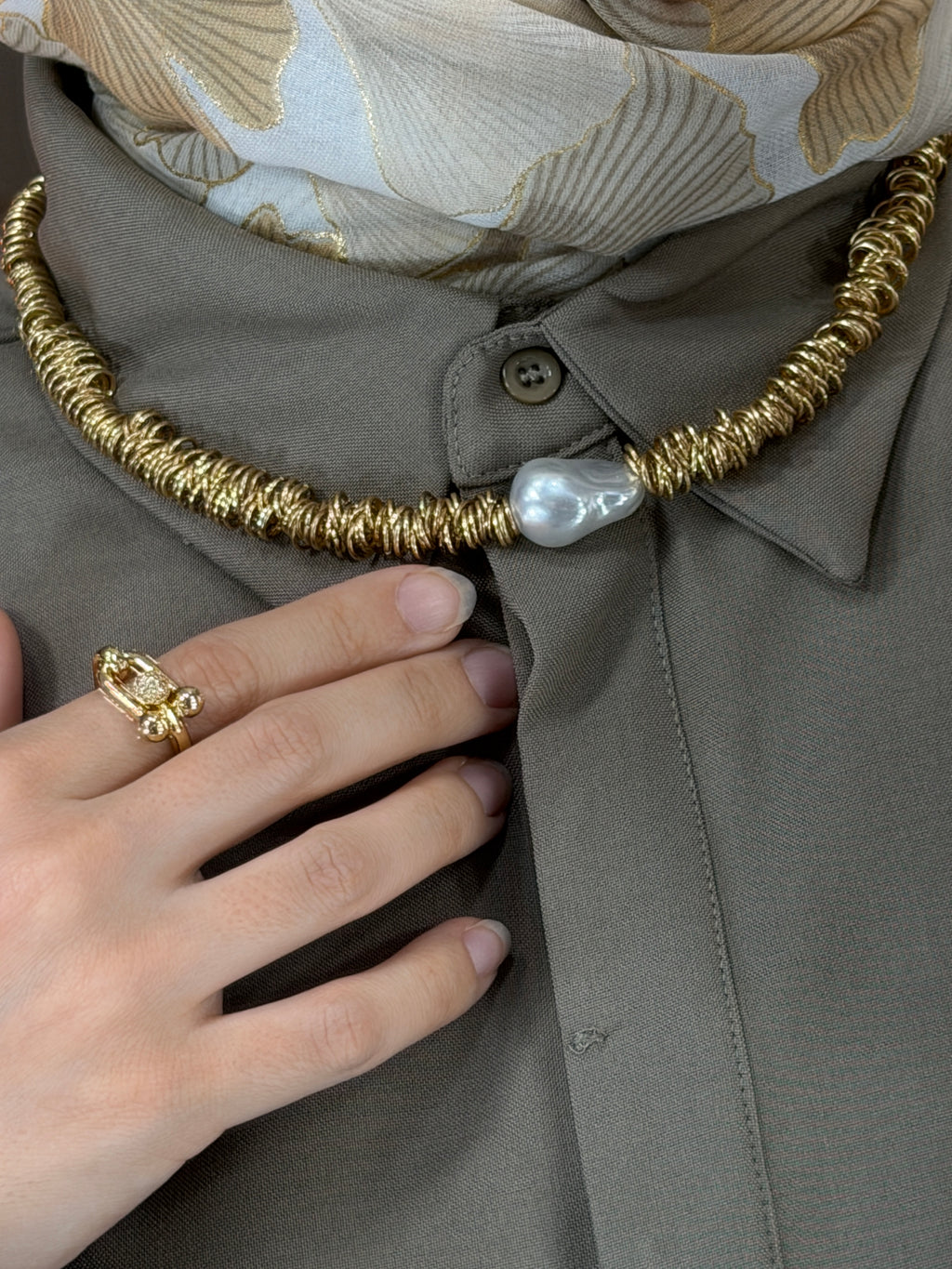 Collier perle acier inoxydable