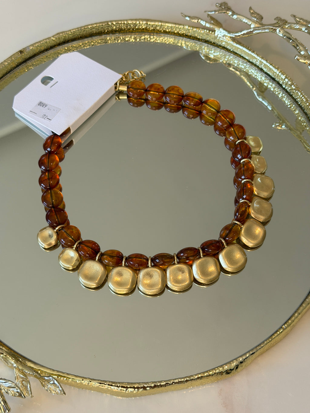Collier statement ambré et doré