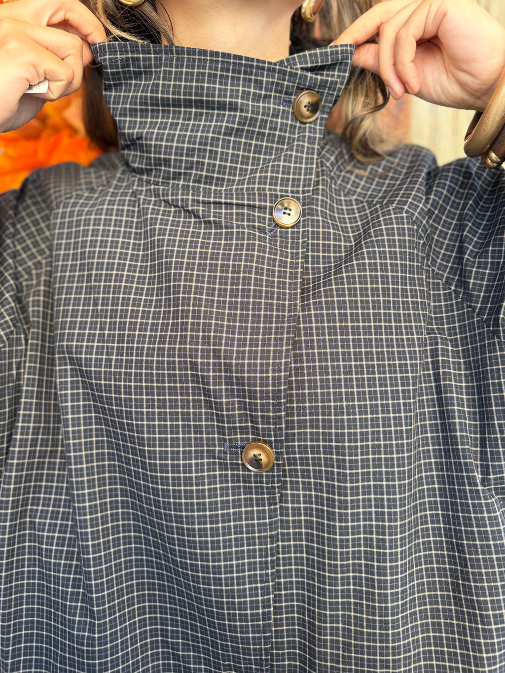 Trench-coat à carreaux reversible double face