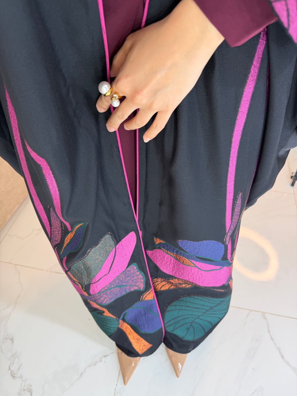Abaya prune broderie