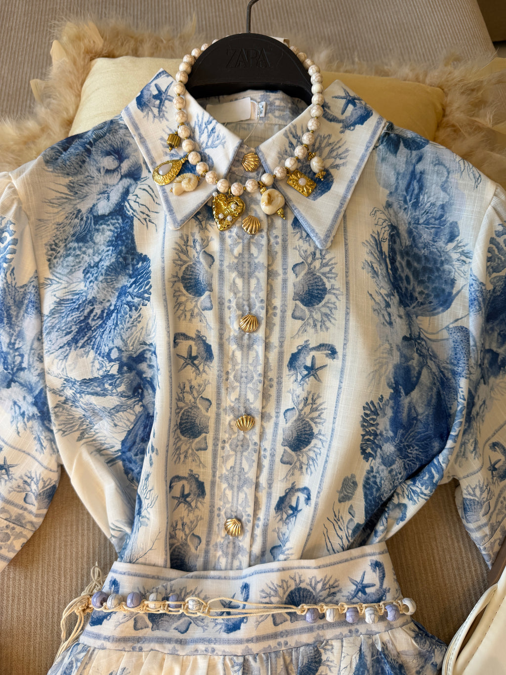 Ensemble Méditerranéen jupe maxi longue et blouse