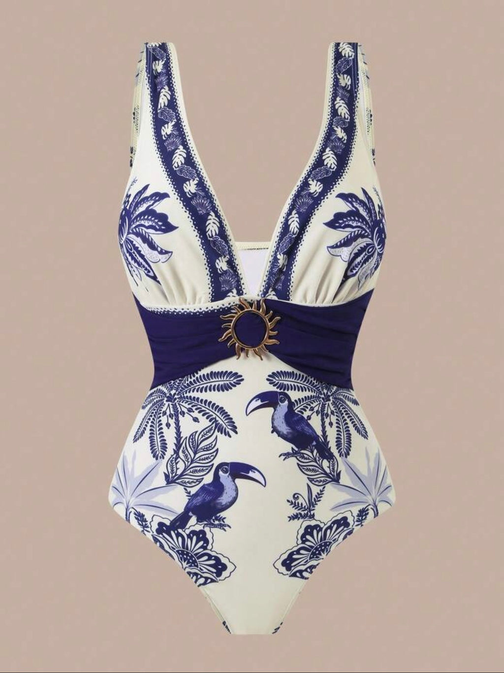 Maillot de bain imprimé 3 pièces avec jupe et pantalon