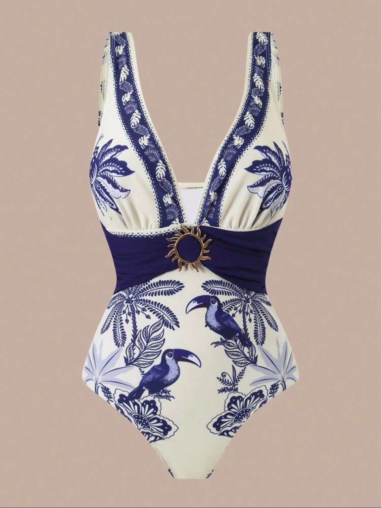 Maillot de bain imprimé 3 pièces avec jupe et pantalon