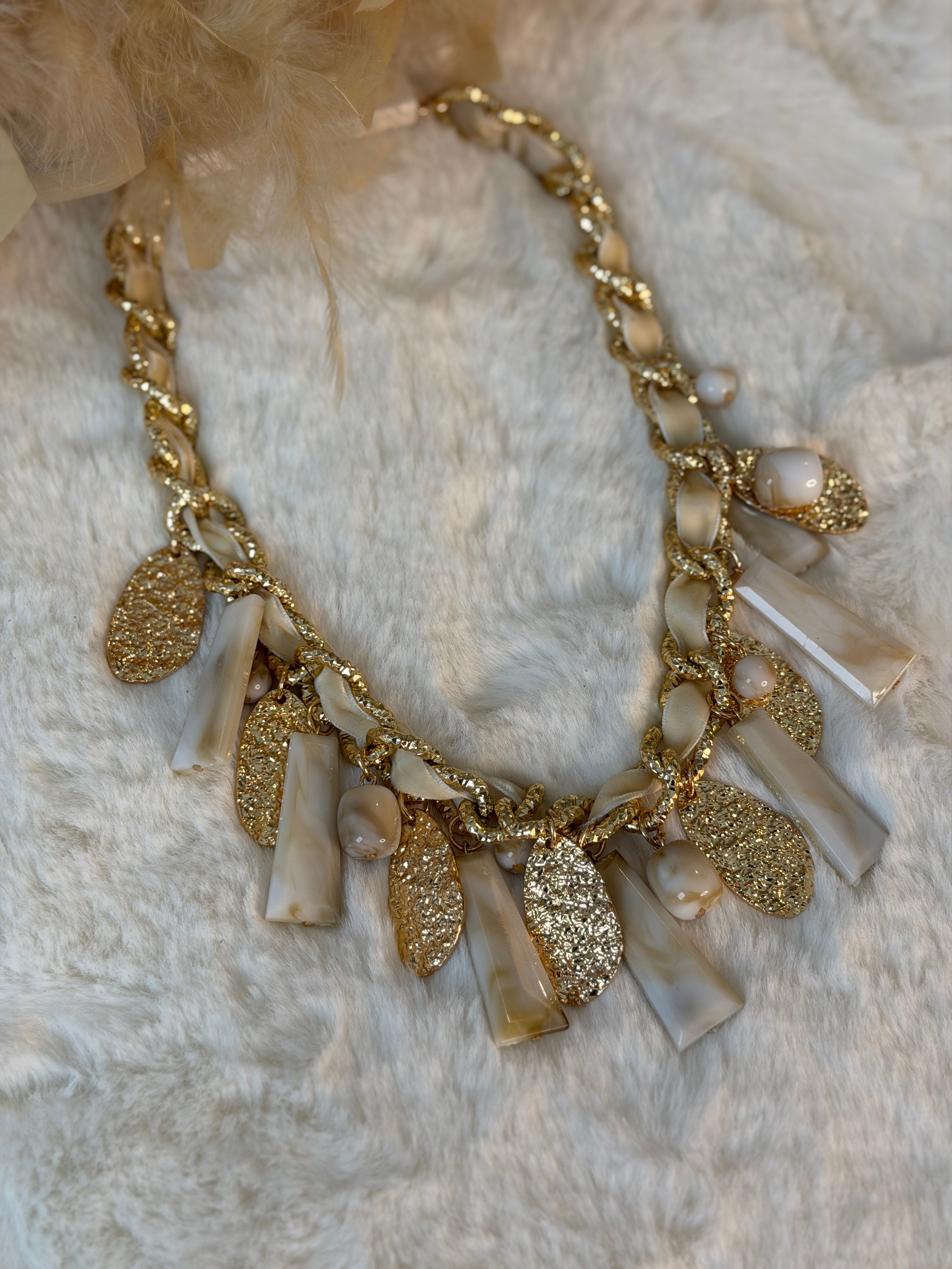 Collier corail et acier inoxydable