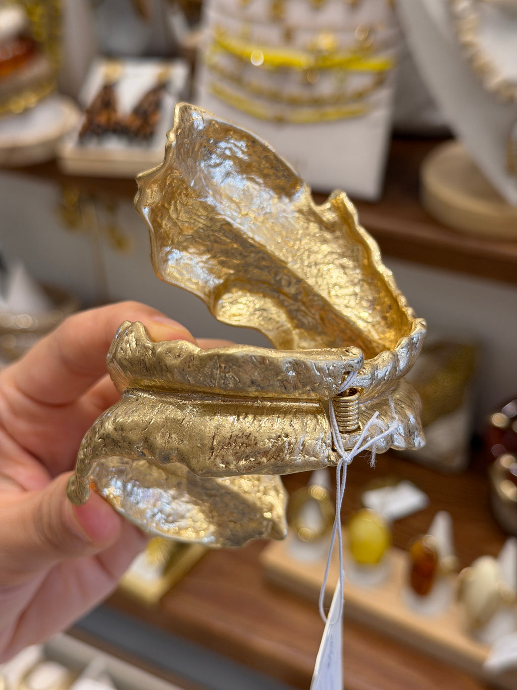 Bracelet Manchette Feuille Dorée