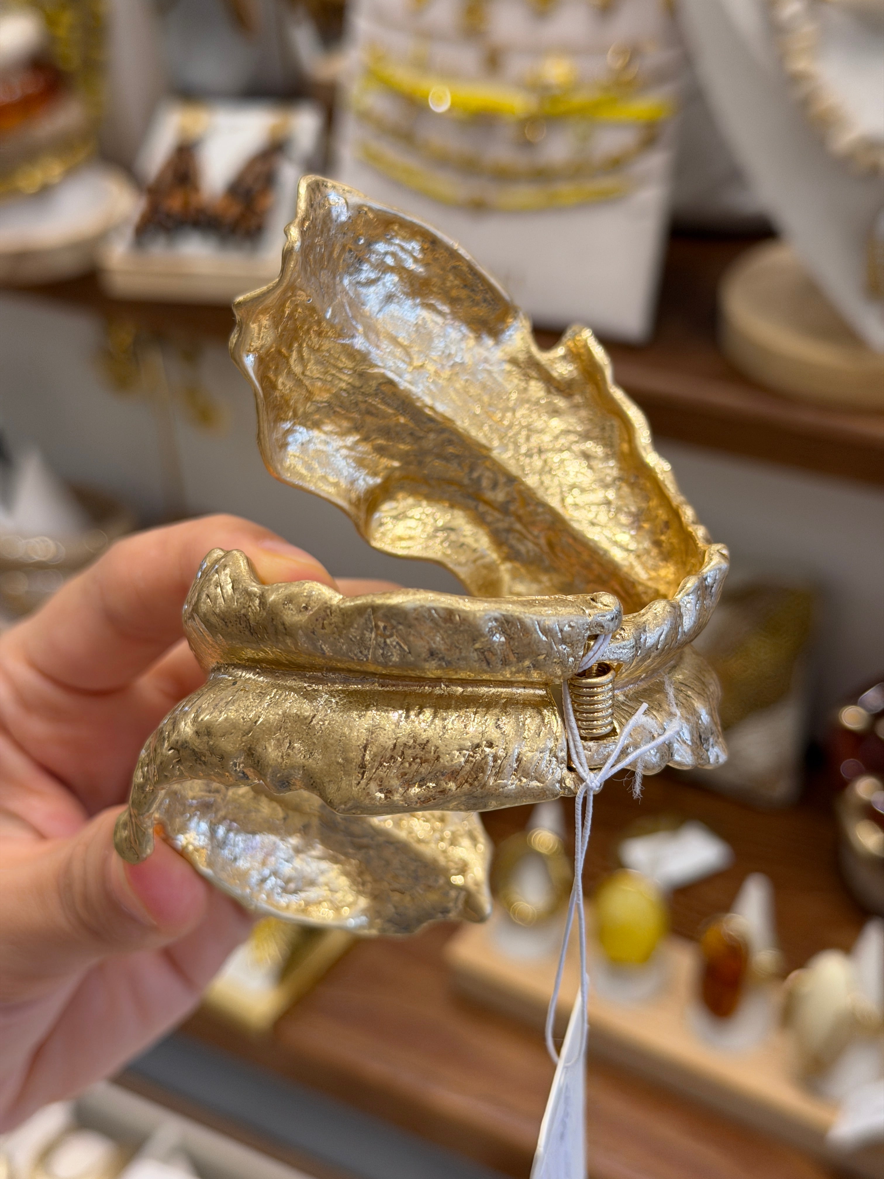 Bracelet Manchette Feuille Dorée