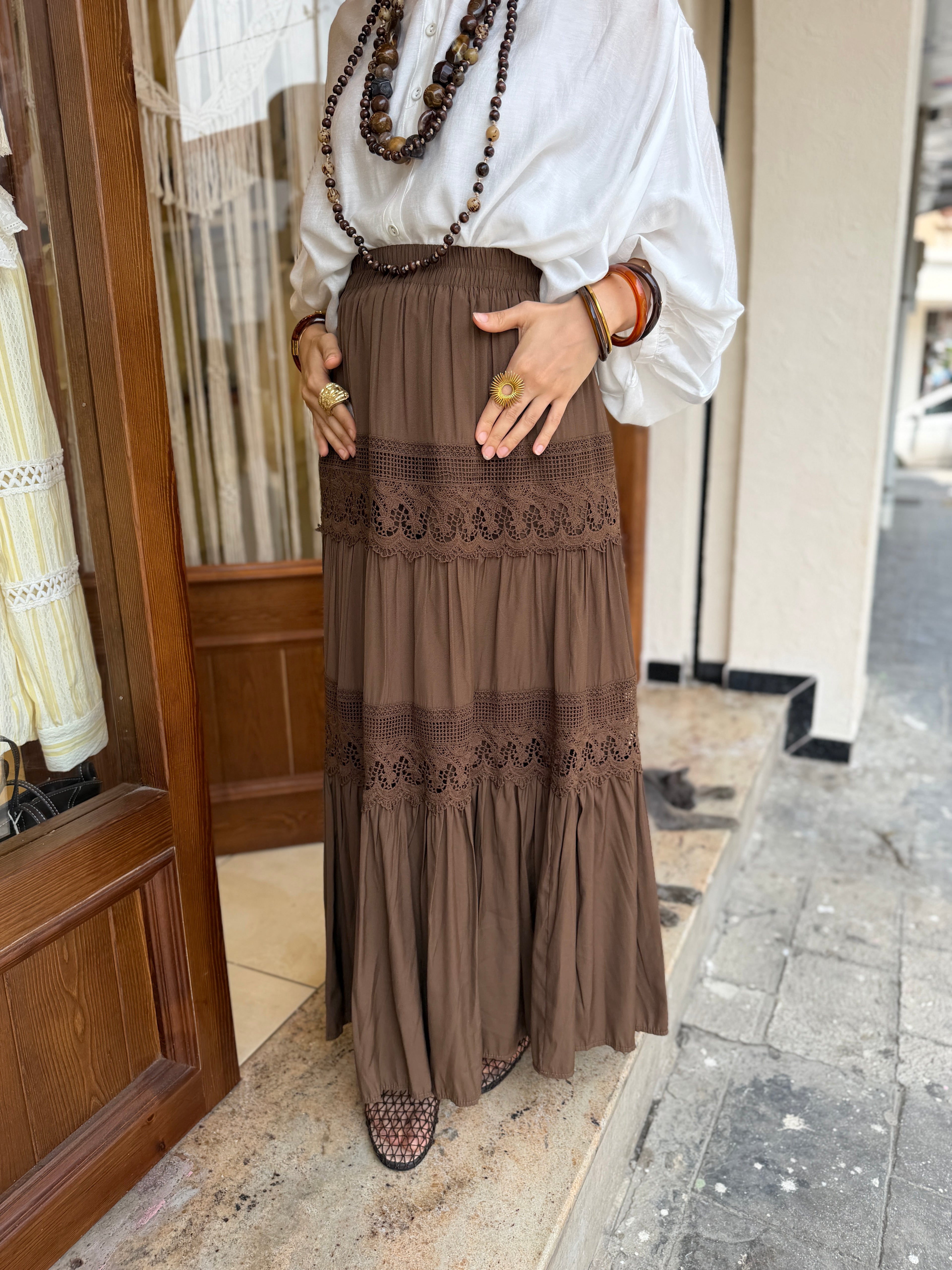 Jupe Boho en 100% coton de soie et crochet