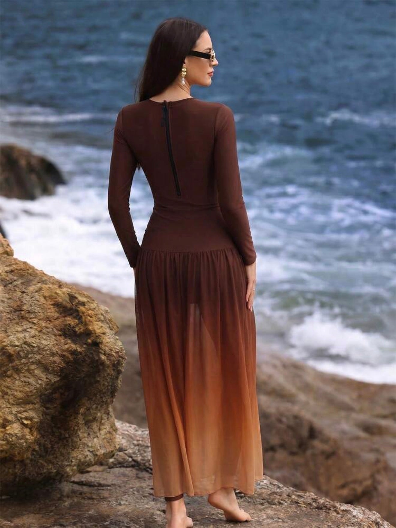 Burkini Luxueux Modeste 3 Pièces Dégradé Marron