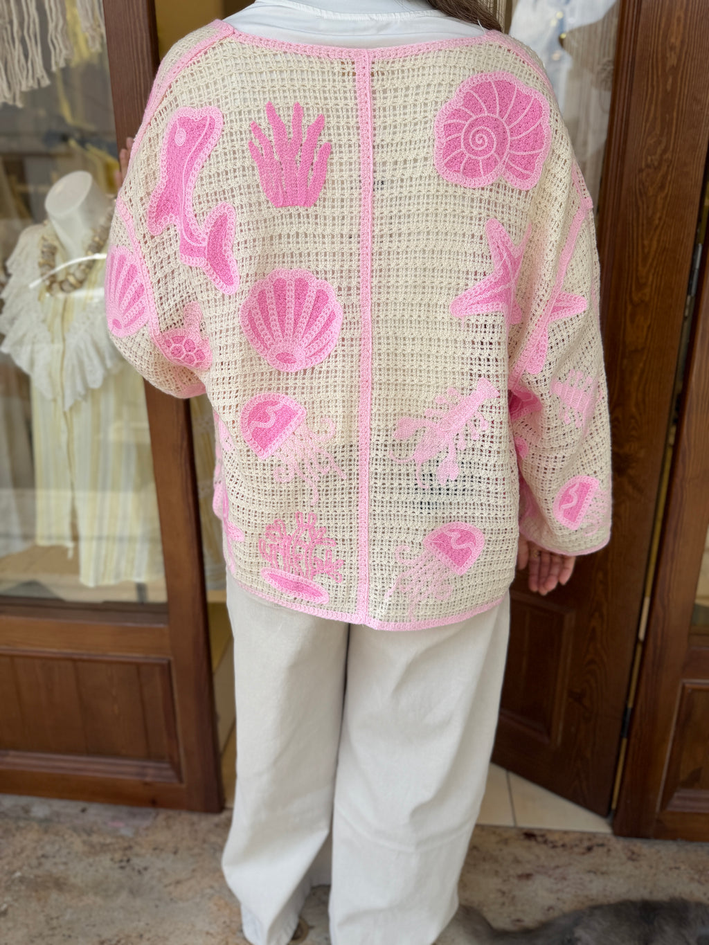Gilet en Maille Broderie Marin