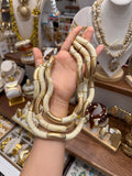 Collier Tubes bambou Blancs et Dorés Style Bohème Chic