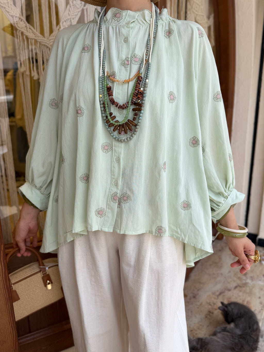 Collier Sautoir multi-chaînes en Perles et Bois