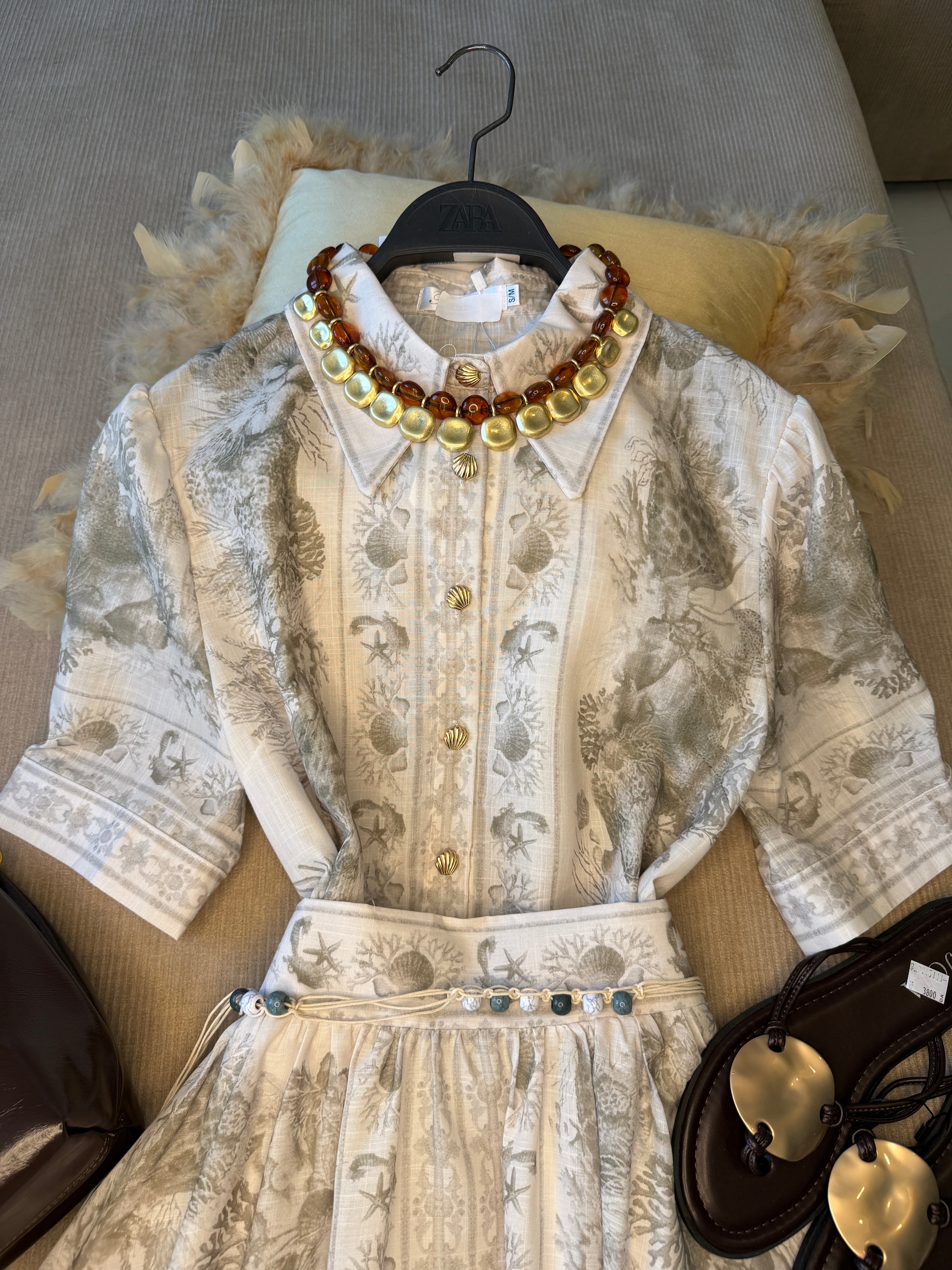 Ensemble Méditerranéen jupe maxi longue et blouse