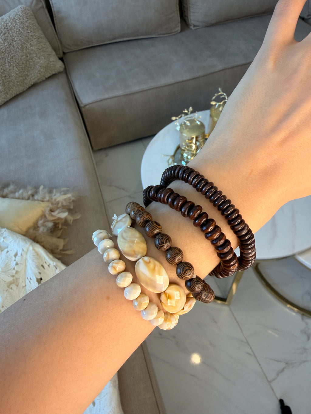 Pack de 5 bracelets bohème aux tons naturels