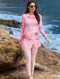 Burkini Modeste 3 Pièces Imprimé Orchidée