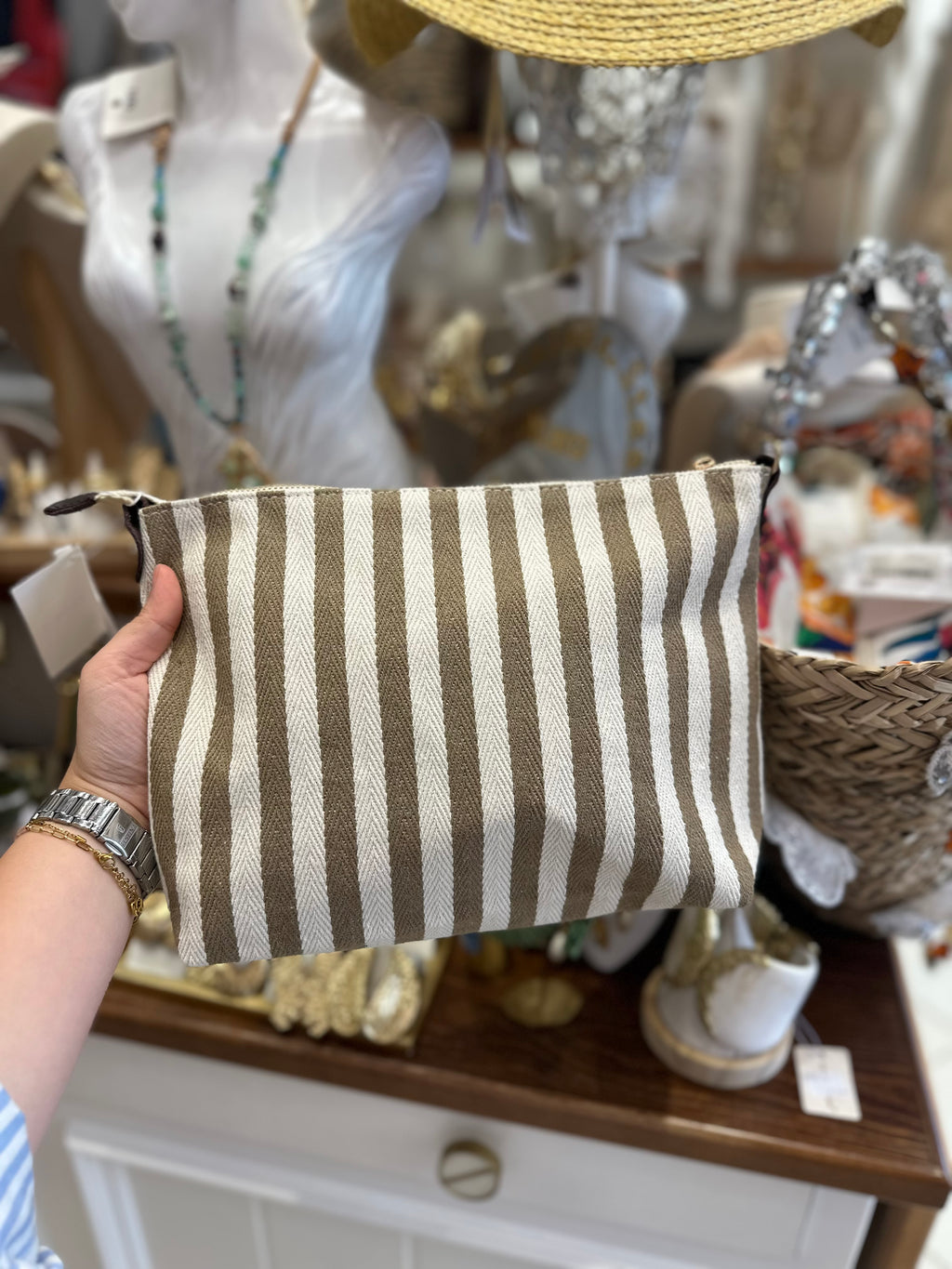 Pochette en tissu à rayures