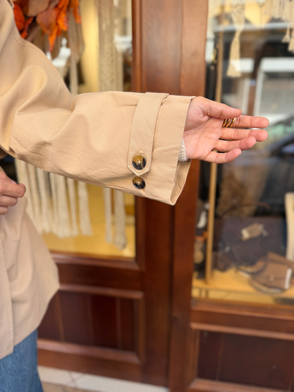 Trench-coat mi long col montant