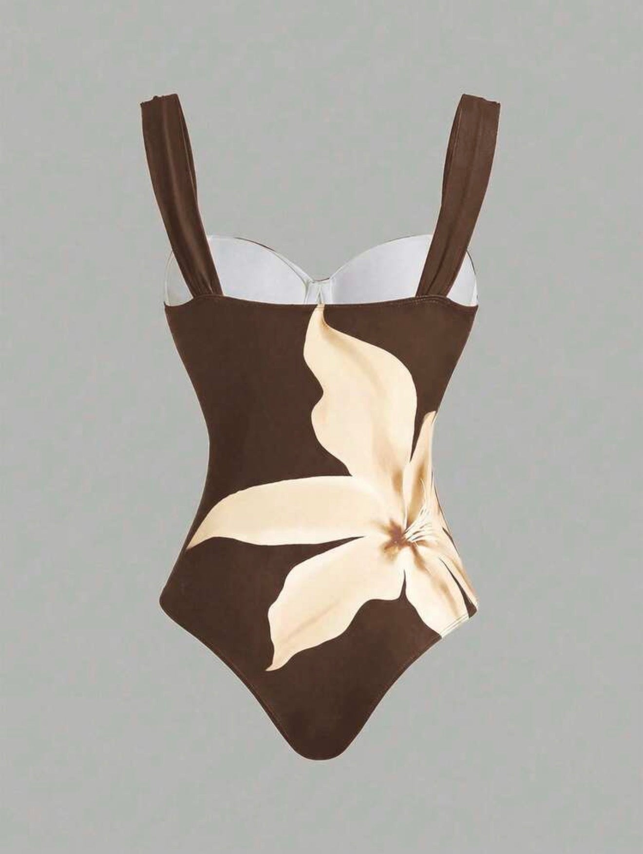 Maillot de Bain Orchidée une Pièce avec Paréo Marron