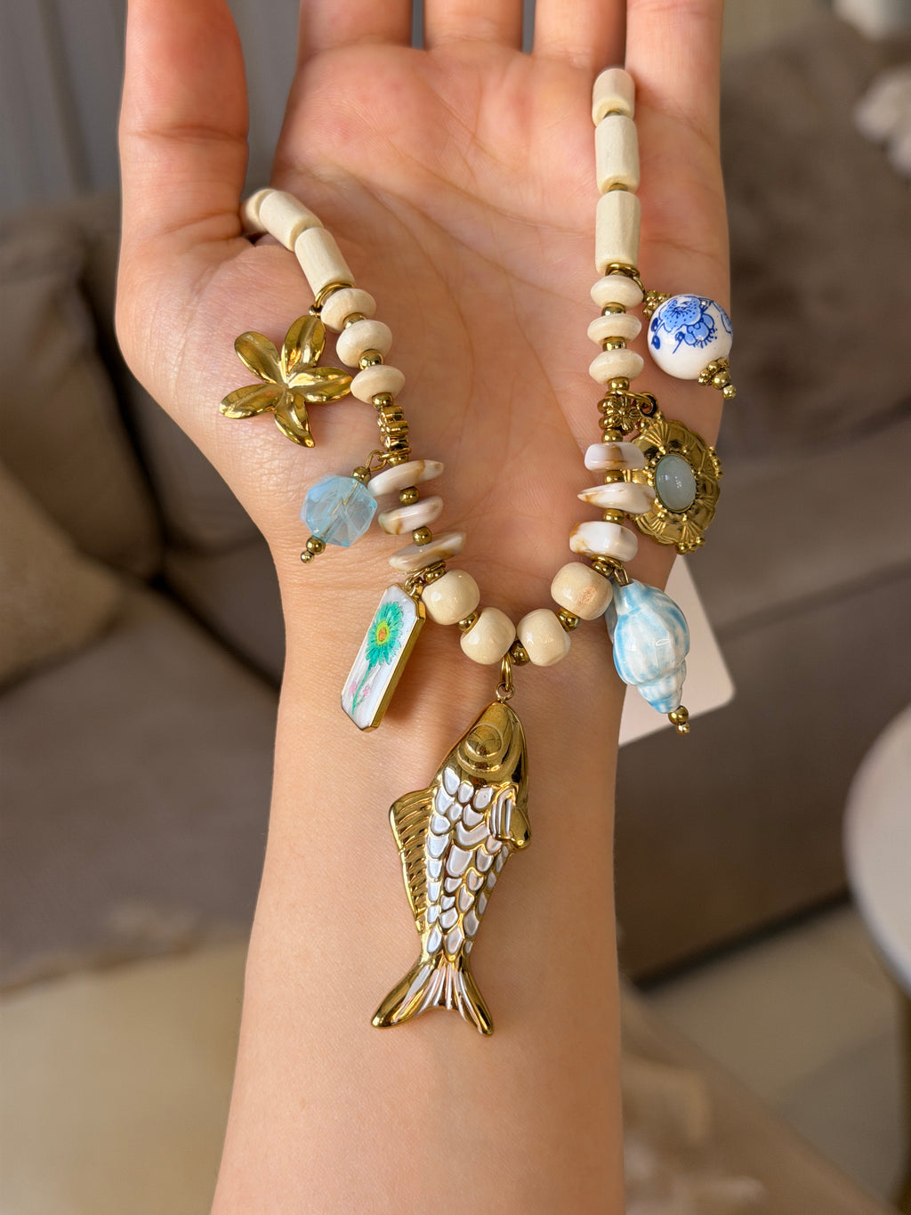 Collier charms méditerranéen