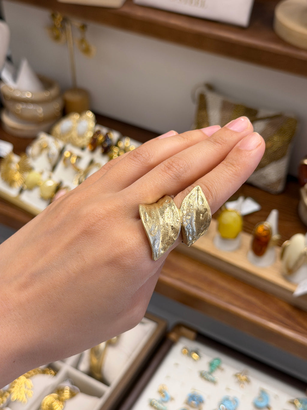 Bague Feuille Dorée