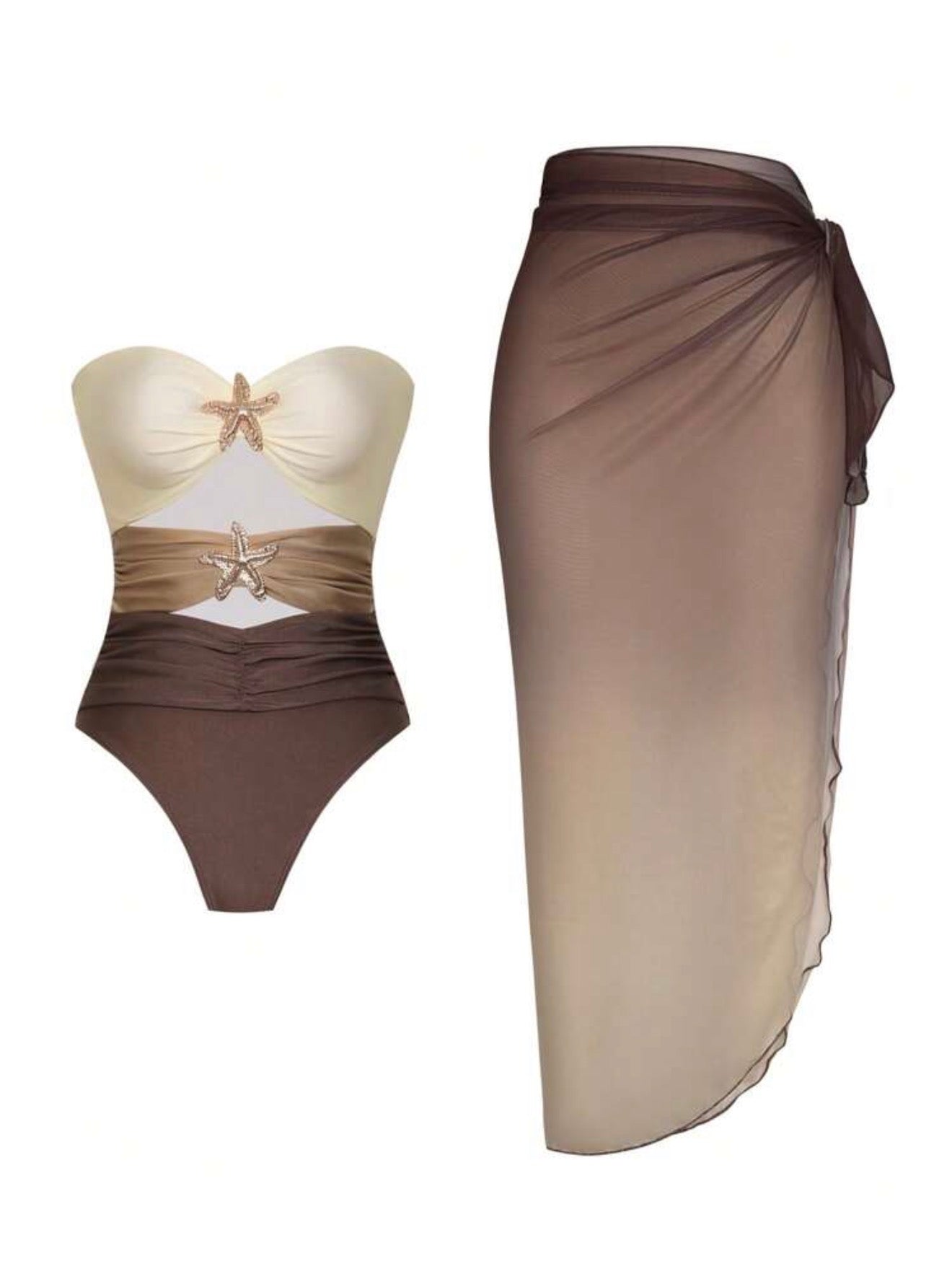 Maillot de bain une pièce dégradé avec jupe