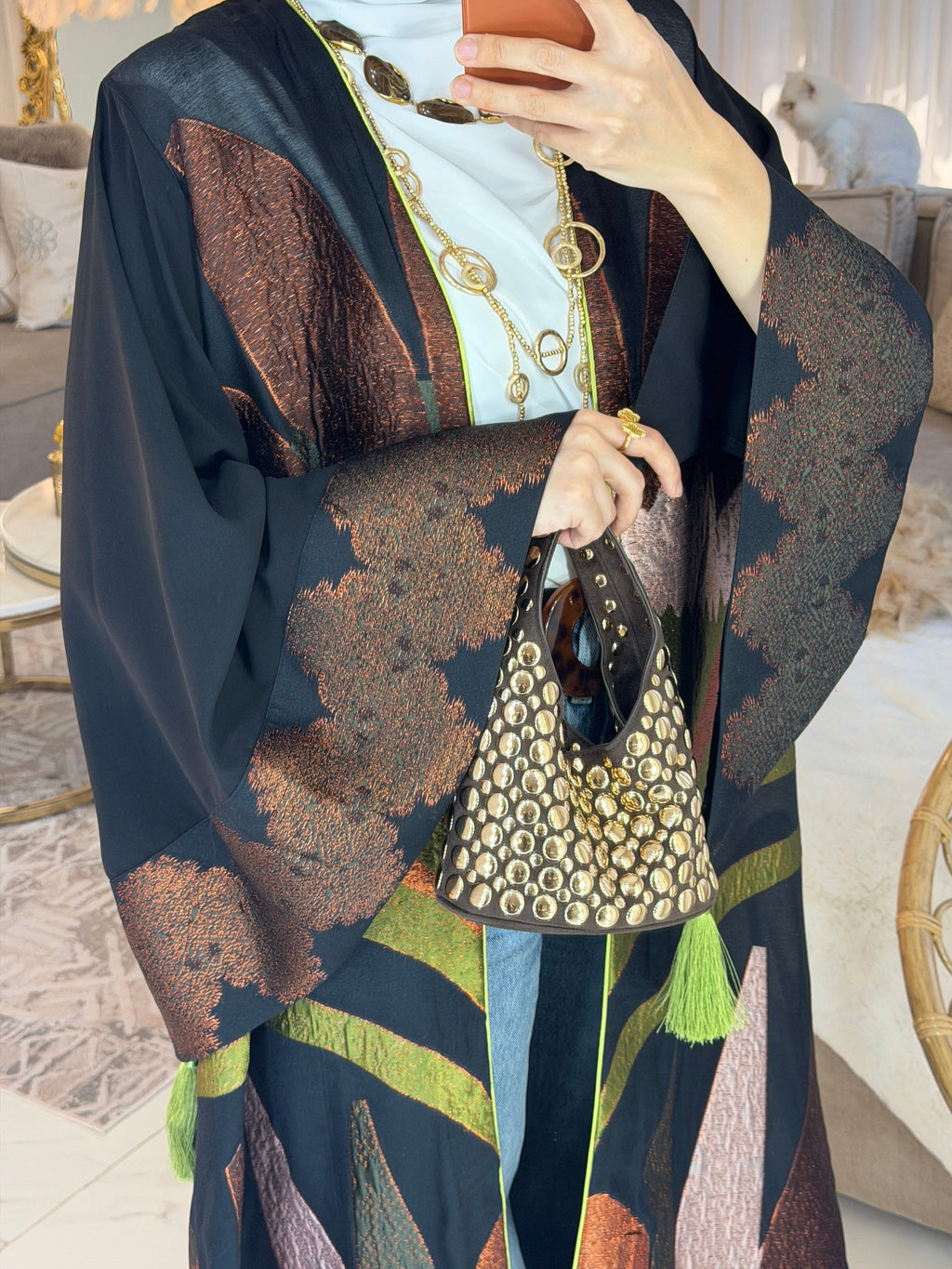 Abaya broderie jacquard luxury