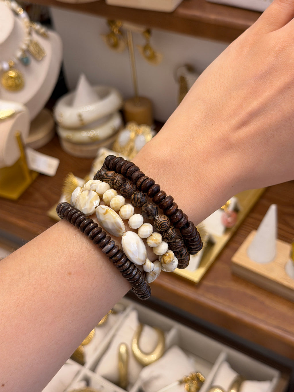 Pack 5 bracelets Terre & Soleil en bois et acrylique
