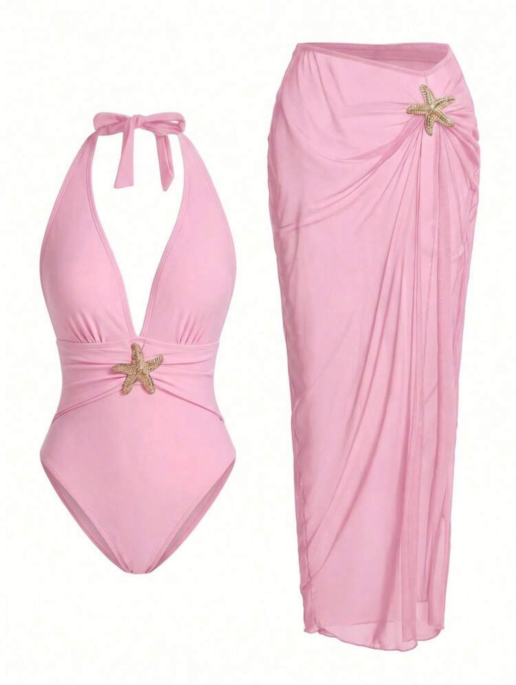 Maillot de Bain une Pièce Étoile de Mer avec Paréo