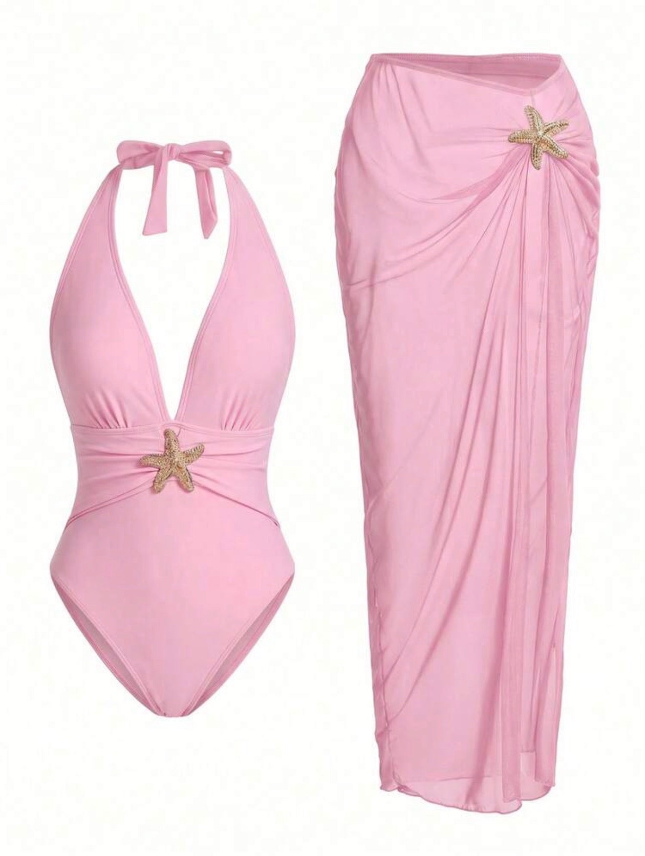Maillot de Bain une Pièce Étoile de Mer avec Paréo