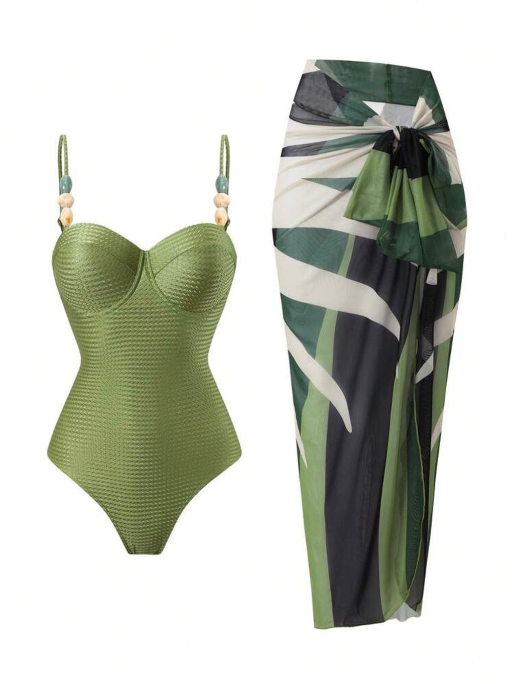 Maillot de bain jacquard une pièce avec jupe
