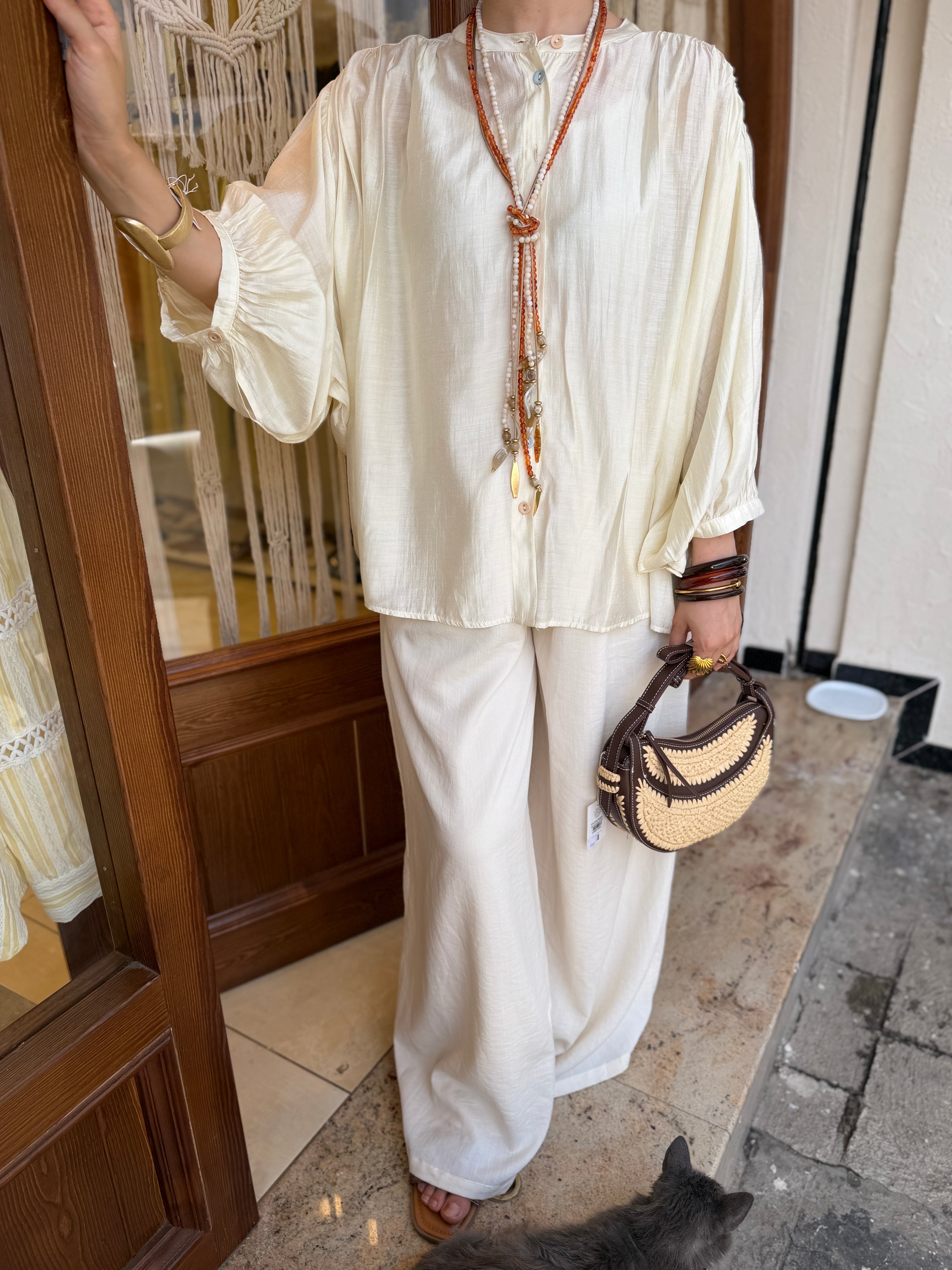 Chemise Fluide en Viscose Boutons Colorés