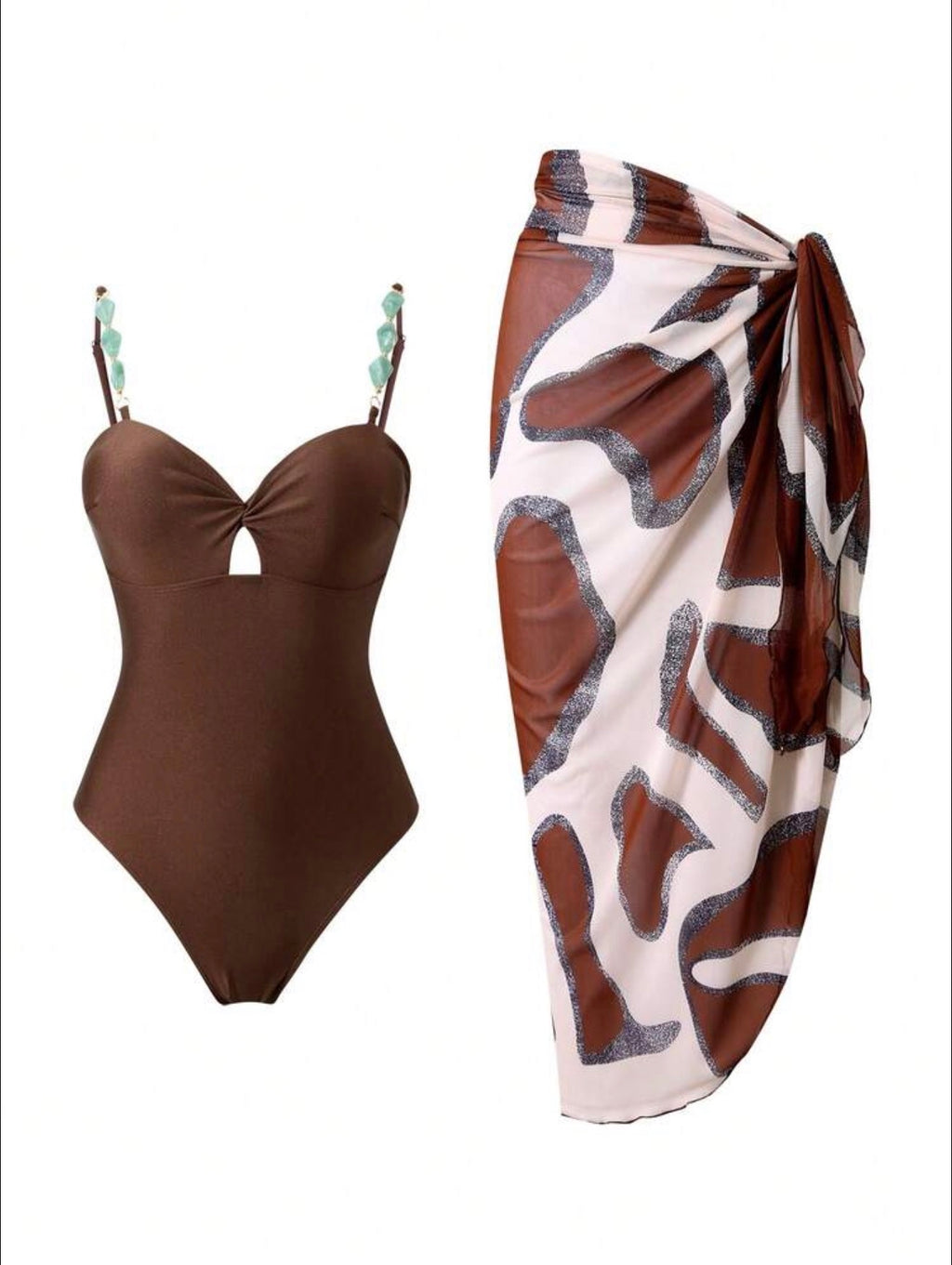 Maillot de Bain 1 Pièce avec Paréo Imprimé
