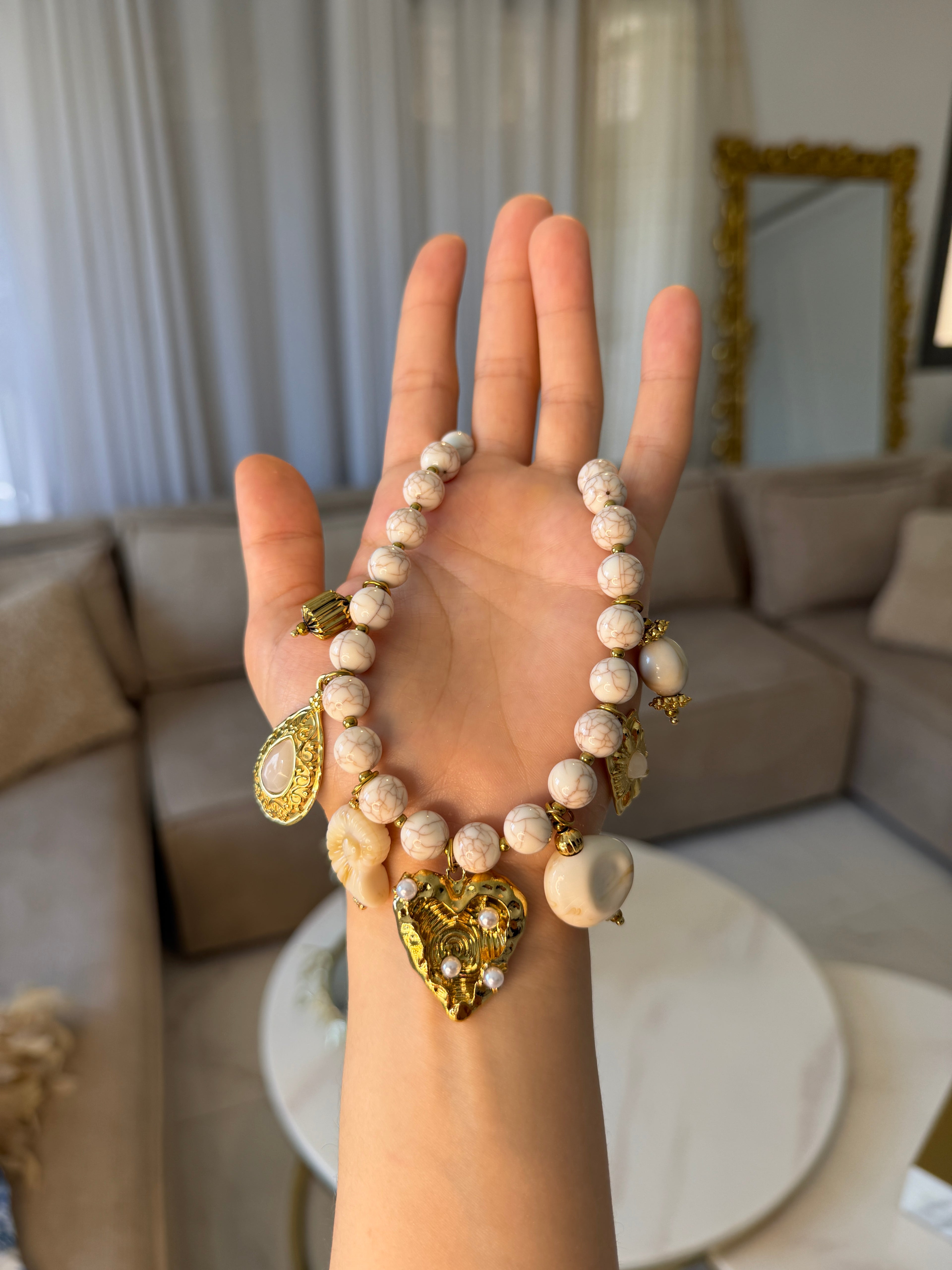 Collier Charms Ecru