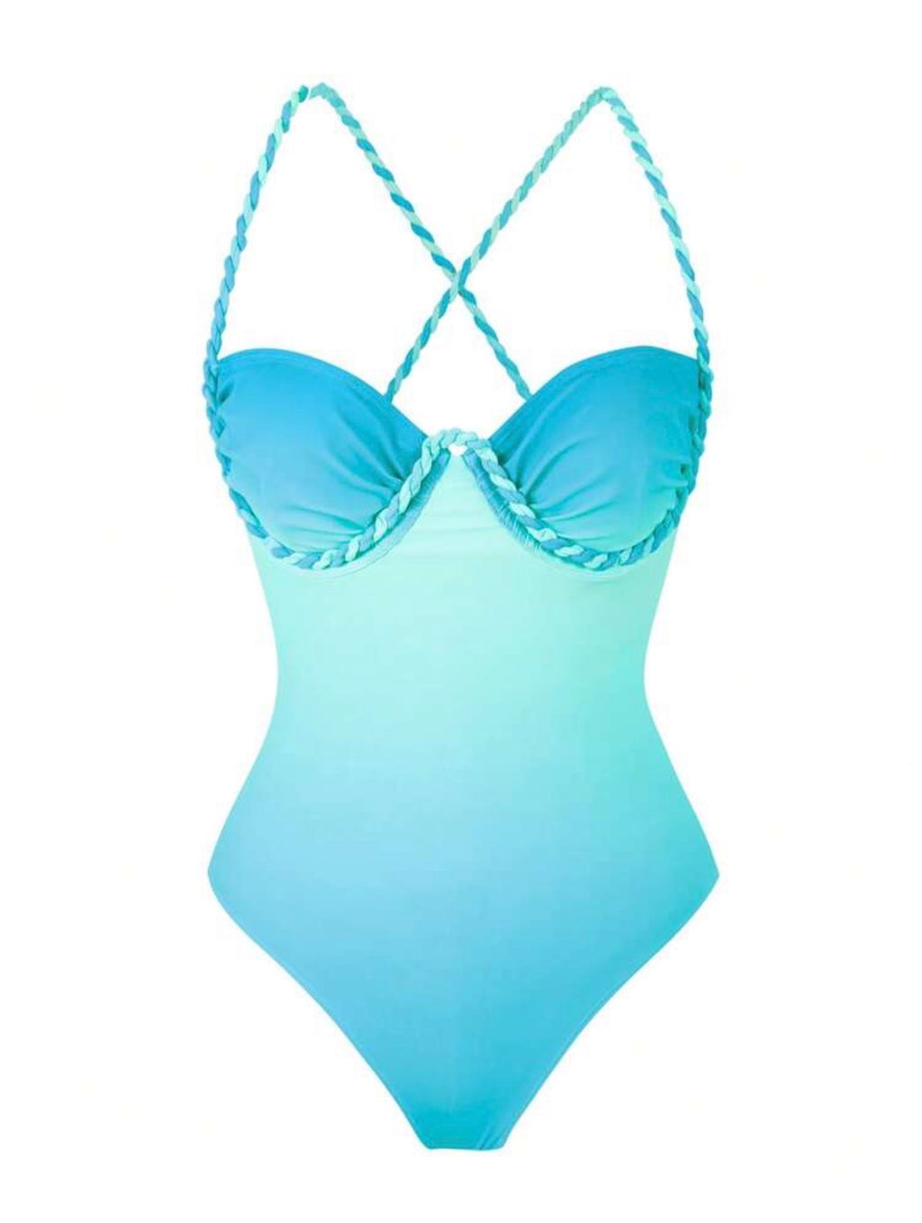 Maillot de bain bleu azur une pièce avec jupe longue