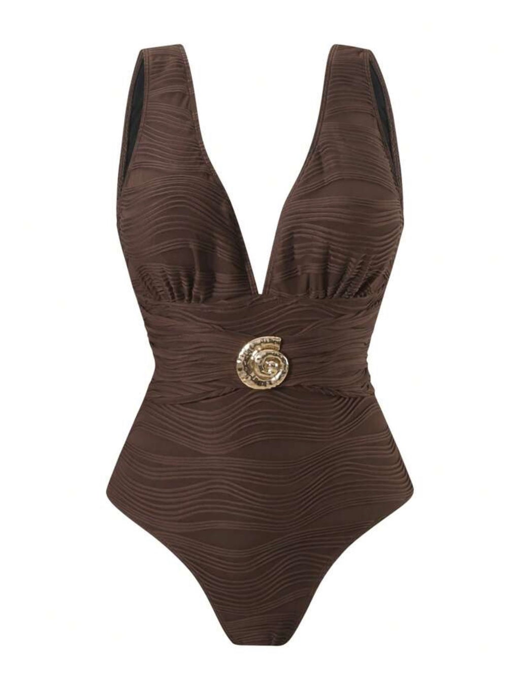 Maillot de Bain 1 Pièce Texturé avec Paréo Imprimé Coquillages