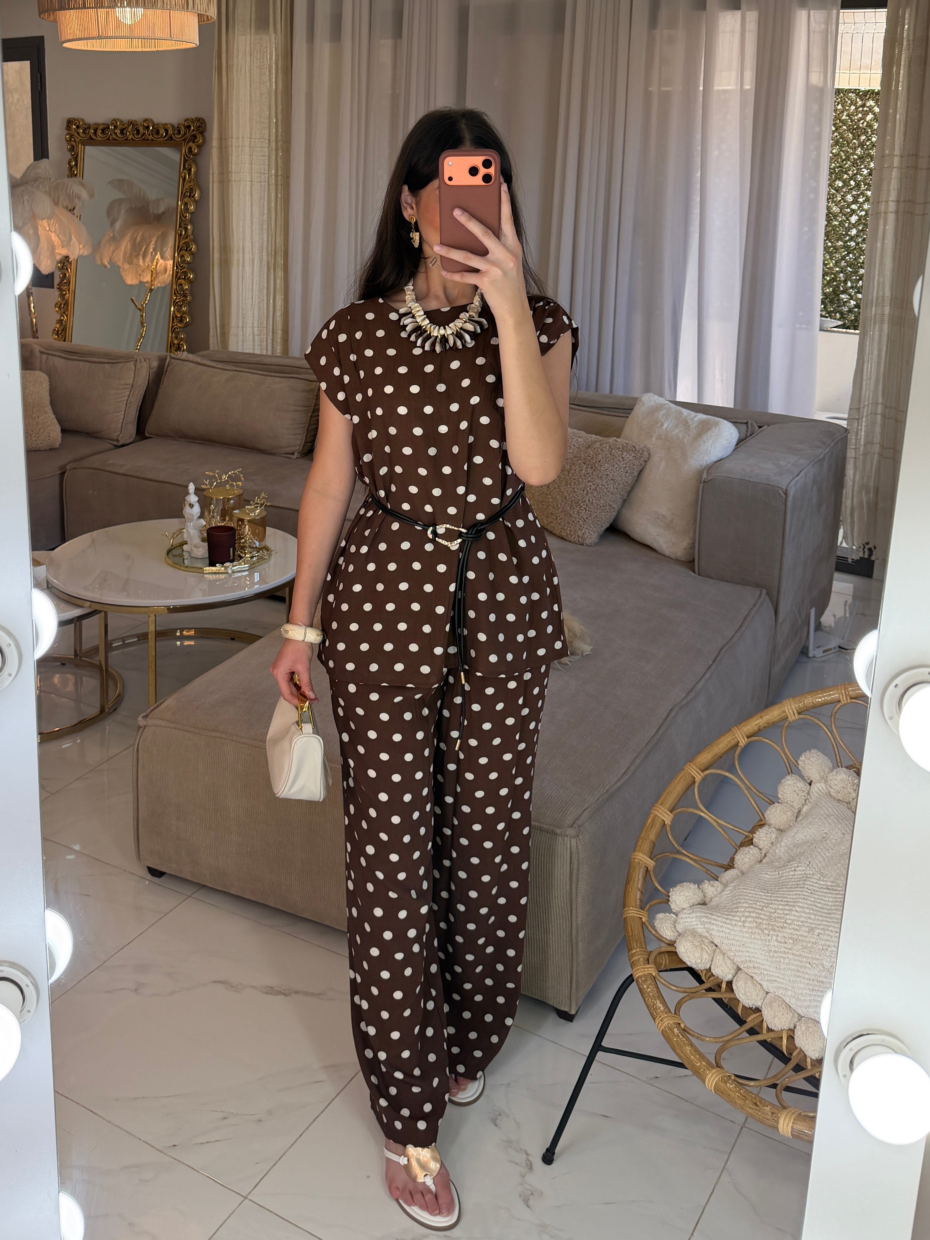Ensemble Polka avec pantalon et ceinture