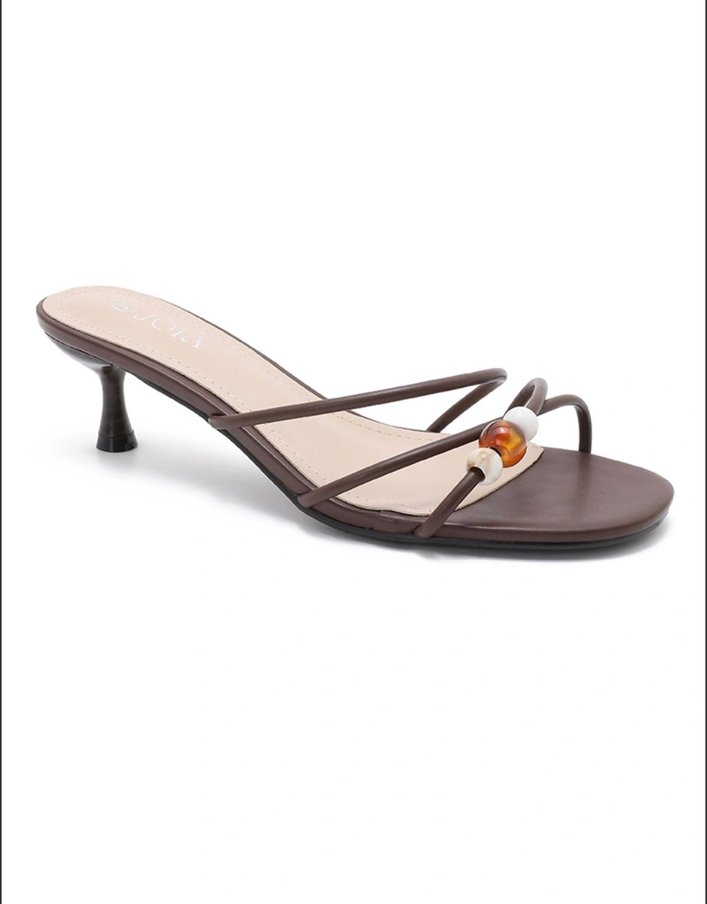Mule à talon fin multi-brides avec perles