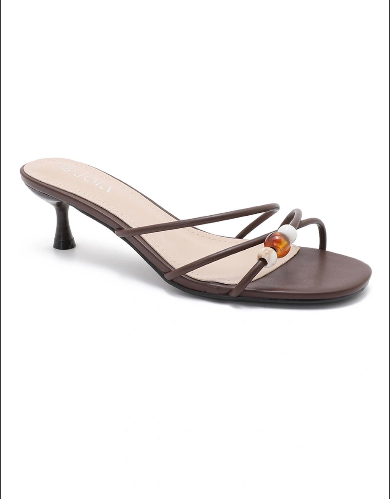 Mule à talon fin multi-brides avec perles