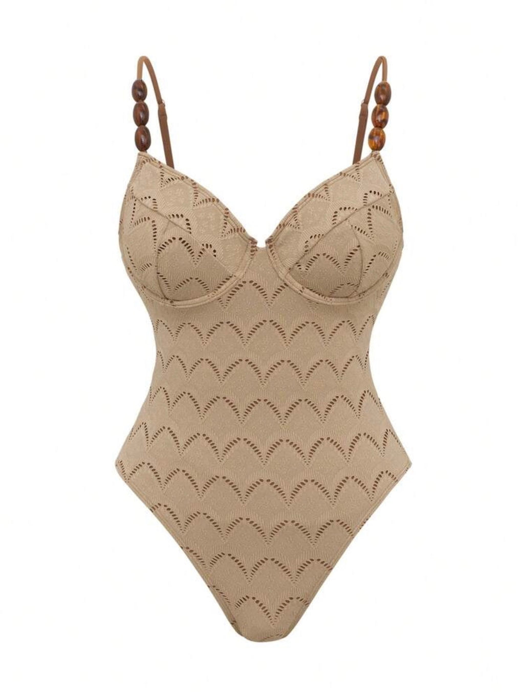 Maillot de bain une pièce jacquard tricoté avec paréo