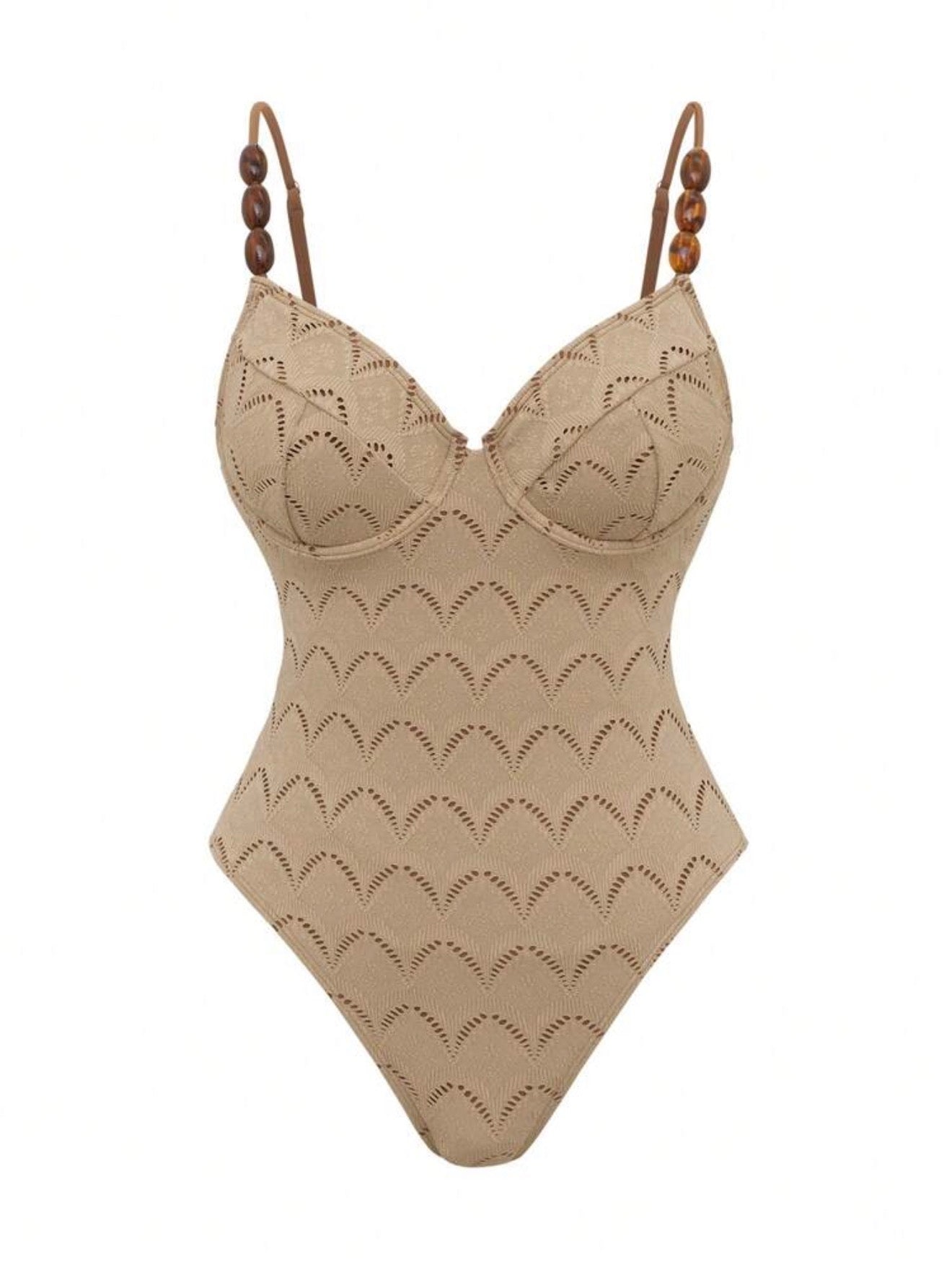 Maillot de bain une pièce jacquard tricoté avec paréo