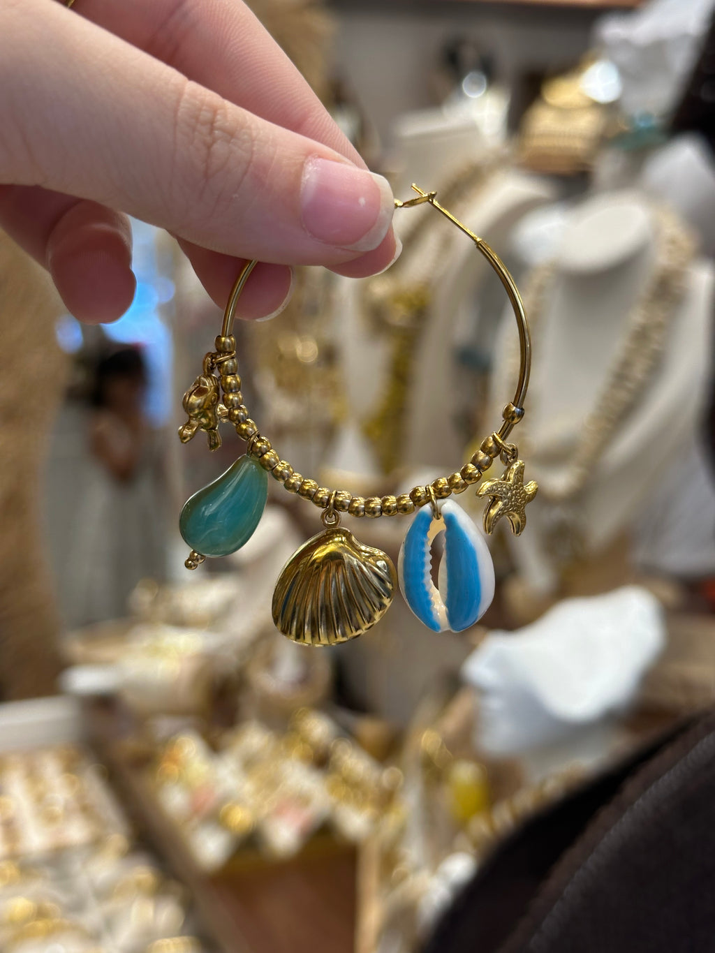 Créoles Charms Coquillages Bleues