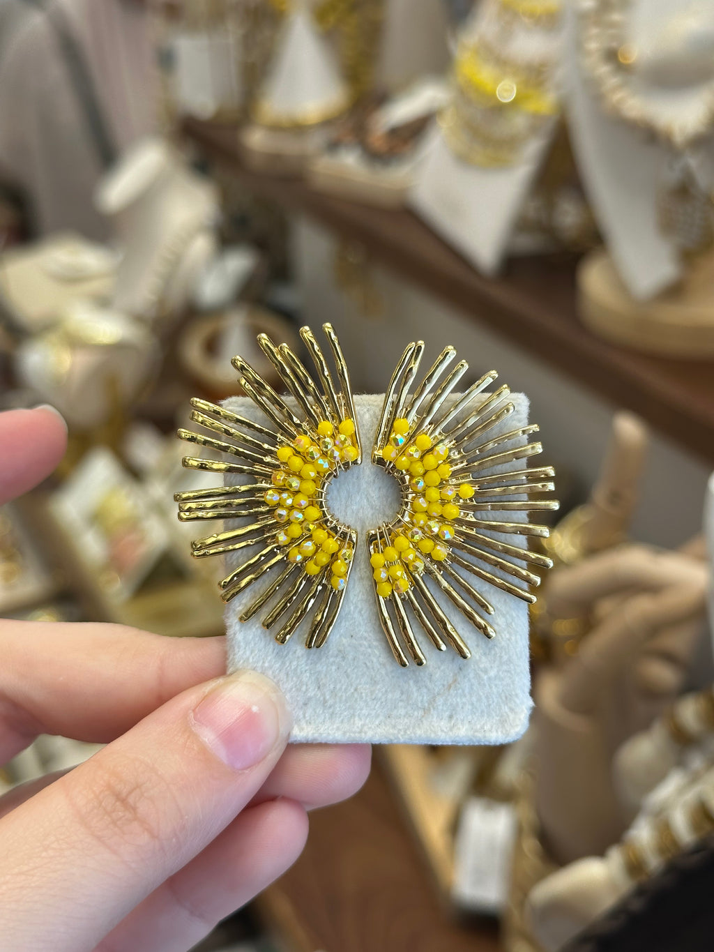 Boucles d’oreilles Déesse Perles Jaunes