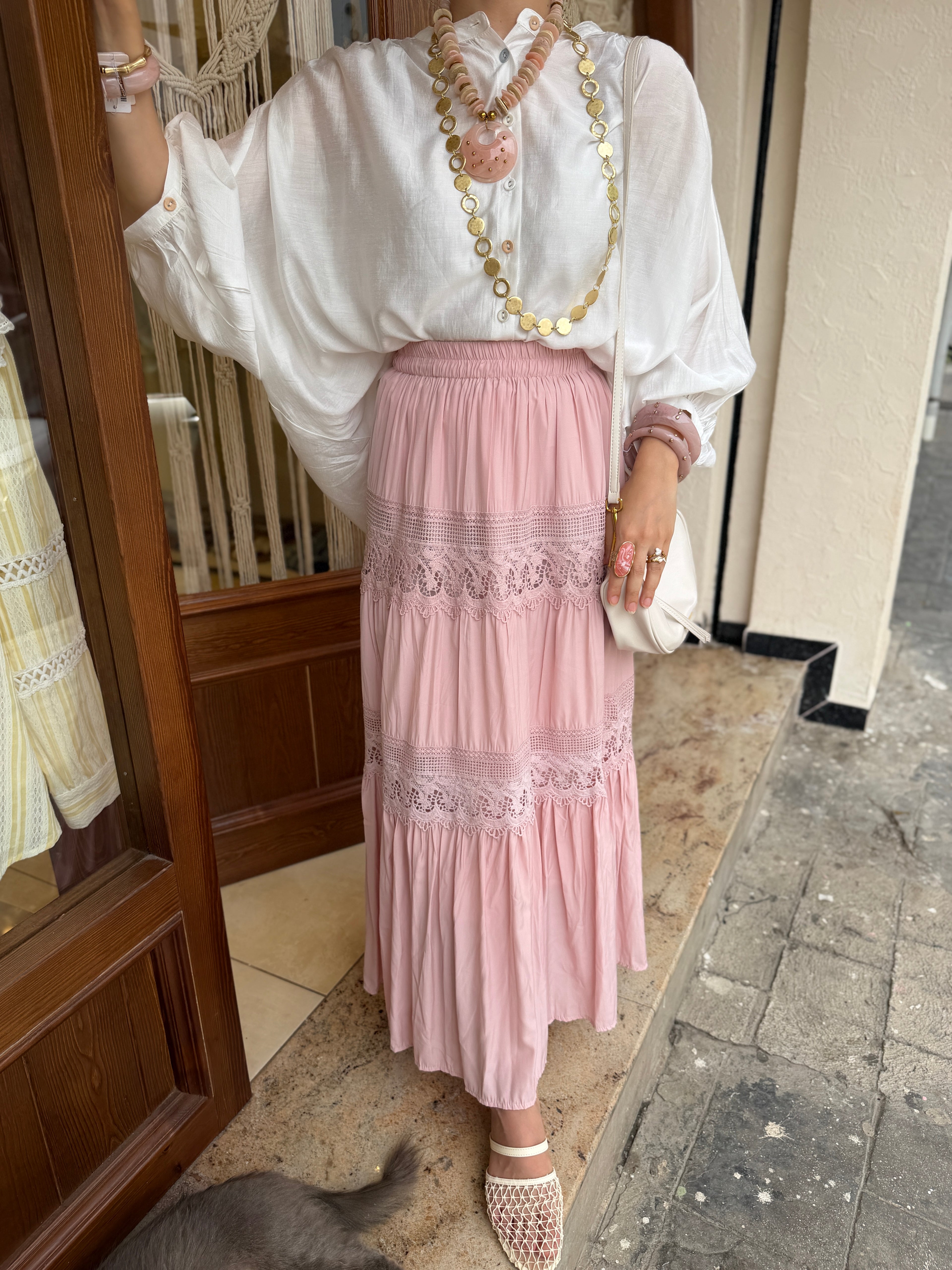 Jupe Boho en 100% coton de soie et crochet