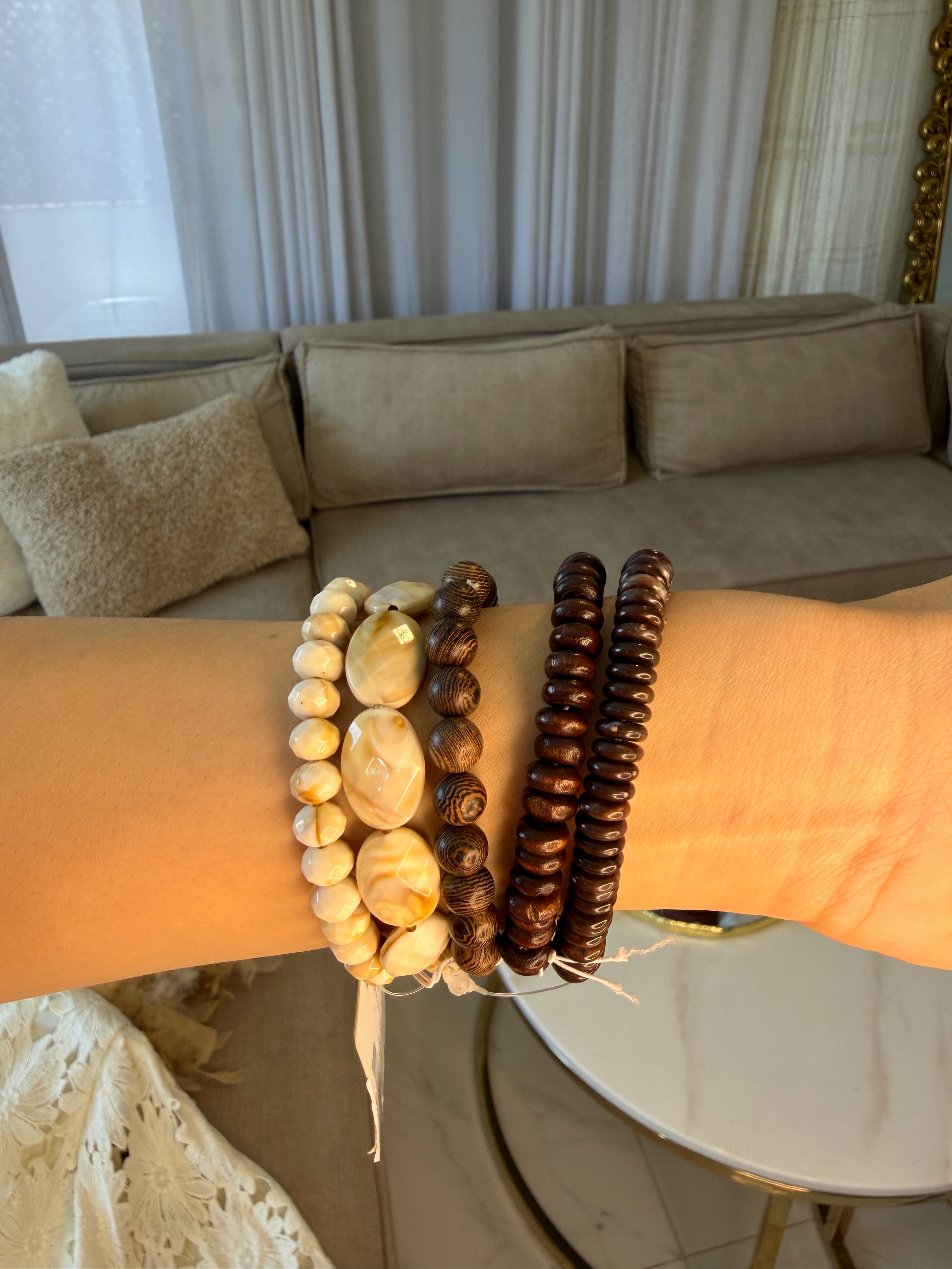 Pack de 5 bracelets bohème aux tons naturels