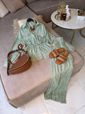 Ensemble chemise et pantalon en tissu rayonne