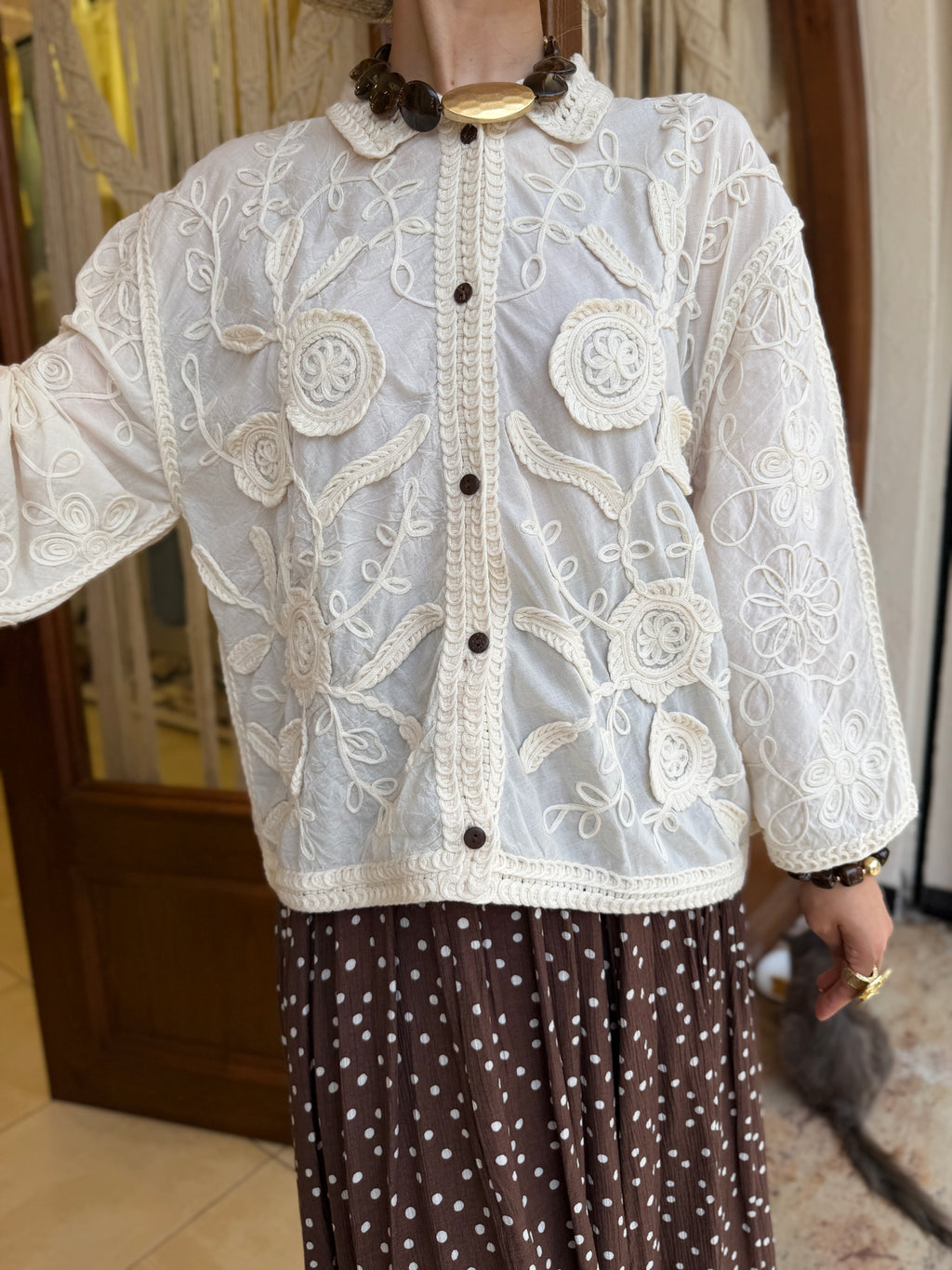 Chemise en Coton Broderie Florale